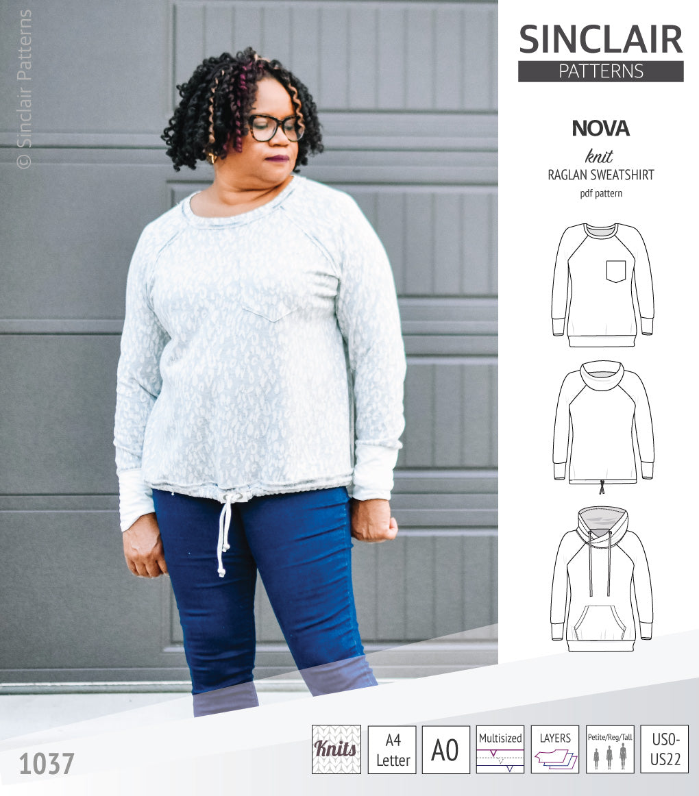 Nova knit raglan sweatshirt for women (PDF) – Sinclair Patterns