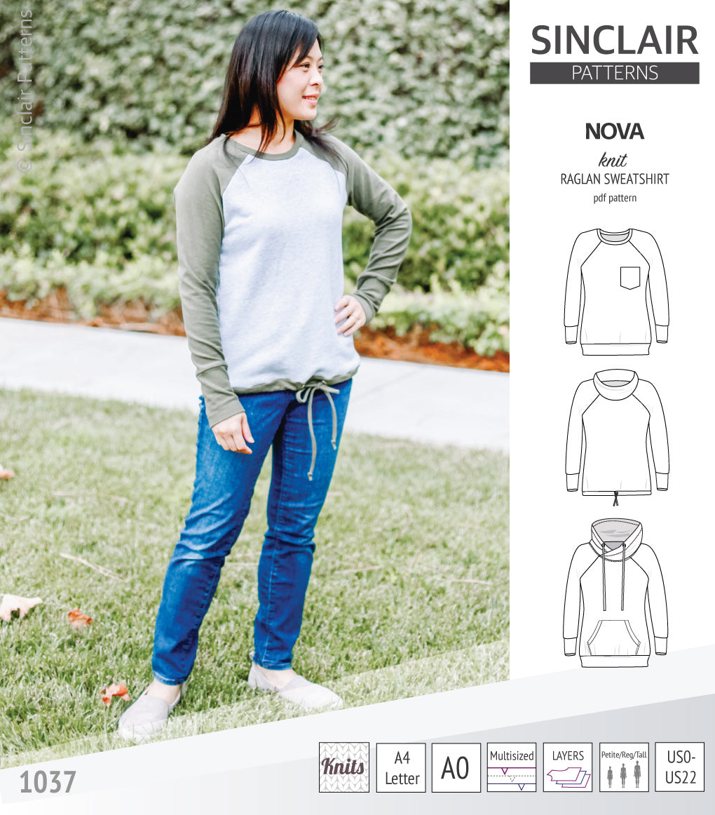 Nova knit raglan sweatshirt for women (PDF) – Sinclair Patterns