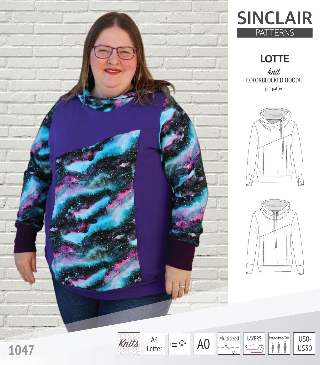 Lotte colorblocked hoodie for women (PDF) – Sinclair Patterns