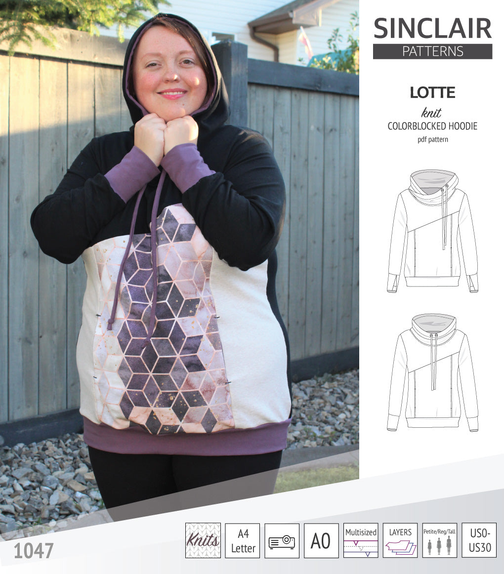 Lotte colorblocked hoodie for women (PDF) – Sinclair Patterns