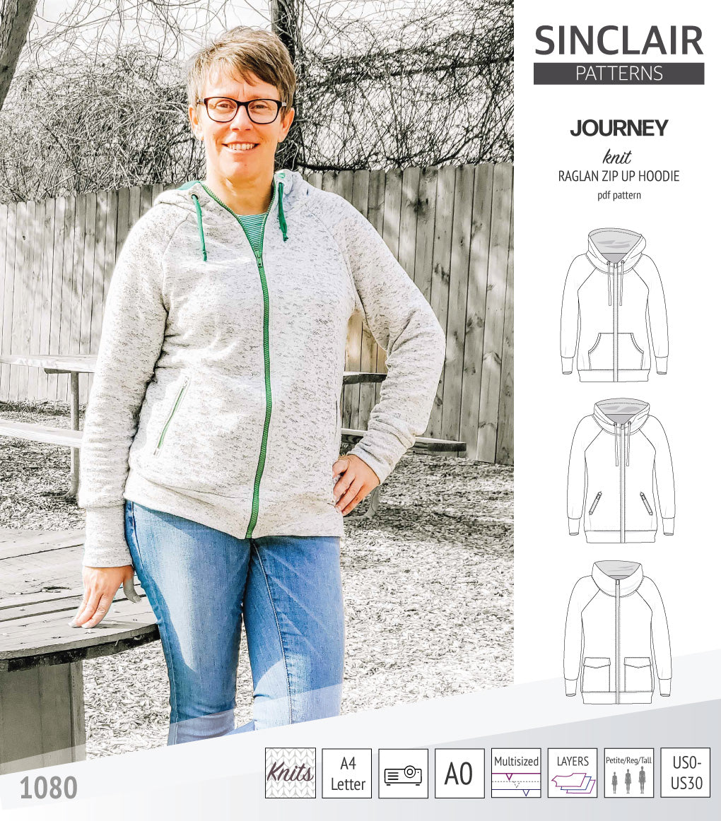 Side Zip Knit Pattern Journey zip up knit raglan hoodie with different pocket styles (PDF ...