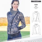 Sinclair Patterns S1082 Alba asymmetrical zip up zipper hoodie jacket for women with pockets pdf sewing pattern