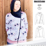 Sinclair Patterns S1082 Alba asymmetrical zip up zipper hoodie jacket for women with pockets pdf sewing pattern