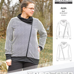 Sinclair Patterns S1082 Alba asymmetrical zip up zipper hoodie jacket for women with pockets pdf sewing pattern