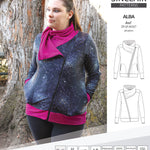 Sinclair Patterns S1082 Alba asymmetrical zip up zipper hoodie jacket for women with pockets pdf sewing pattern