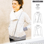 Sinclair Patterns S1082 Alba asymmetrical zip up zipper hoodie jacket for women with pockets pdf sewing pattern