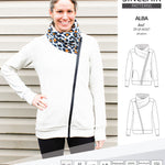 Sinclair Patterns S1082 Alba asymmetrical zip up zipper hoodie jacket for women with pockets pdf sewing pattern