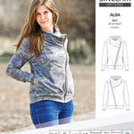 Sinclair Patterns S1082 Alba asymmetrical zip up zipper hoodie jacket for women with pockets pdf sewing pattern