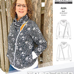 Sinclair Patterns S1082 Alba asymmetrical zip up zipper hoodie jacket for women with pockets pdf sewing pattern