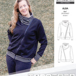 Sinclair Patterns S1082 Alba asymmetrical zip up zipper hoodie jacket for women with pockets pdf sewing pattern