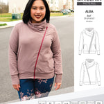 Sinclair Patterns S1082 Alba asymmetrical zip up zipper hoodie jacket for women with pockets pdf sewing pattern