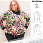 Sinclair Patterns S1082 Alba asymmetrical zip up zipper hoodie jacket for women with pockets pdf sewing pattern