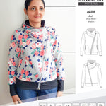 Sinclair Patterns S1082 Alba asymmetrical zip up zipper hoodie jacket for women with pockets pdf sewing pattern