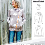 Sinclair Patterns S1082 Alba asymmetrical zip up zipper hoodie jacket for women with pockets pdf sewing pattern