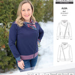 Sinclair Patterns S1082 Alba asymmetrical zip up zipper hoodie jacket for women with pockets pdf sewing pattern