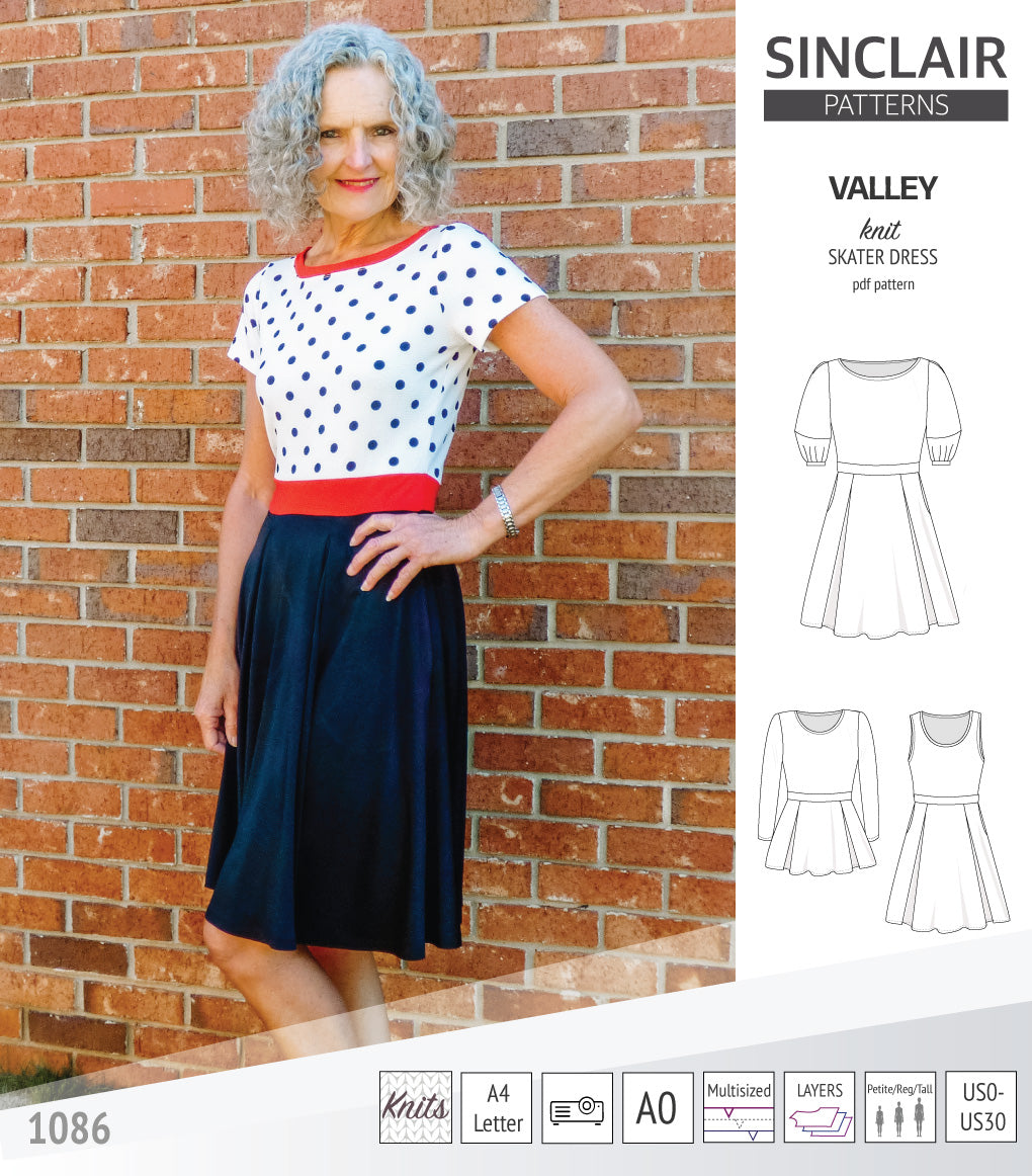 Valley knit skater dress with lantern sleeves and other options (PDF ...