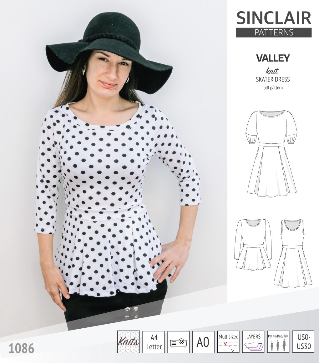 Valley knit skater dress with lantern sleeves and other options (PDF ...