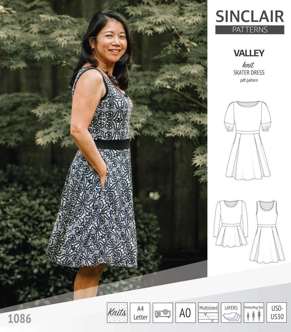 Valley knit skater dress with lantern sleeves and other options (PDF ...