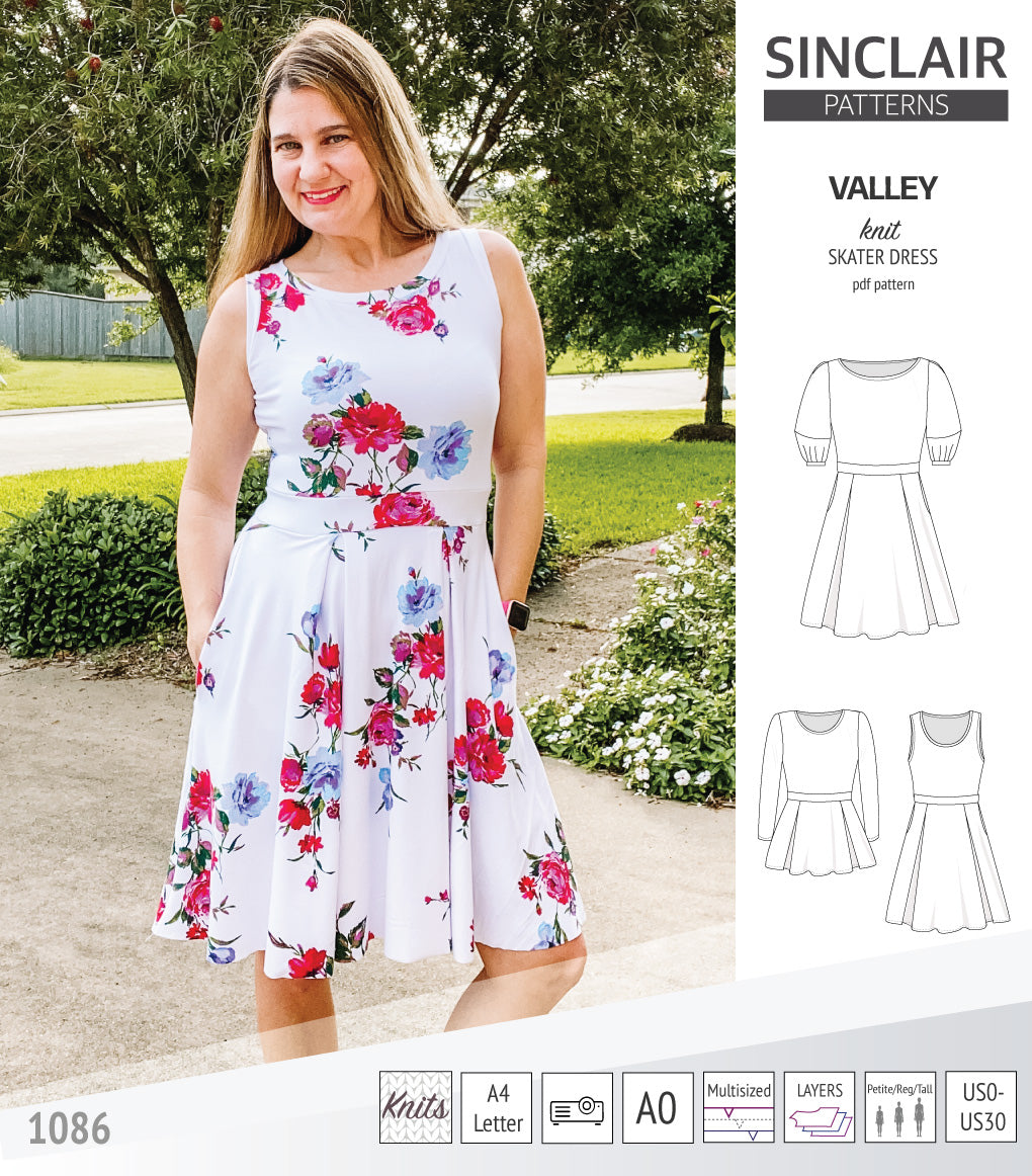 Valley knit skater dress with lantern sleeves and other options (PDF ...