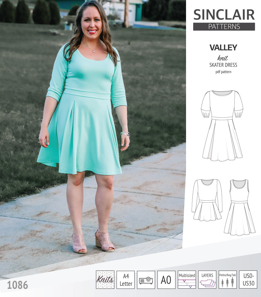 Valley knit skater dress with lantern sleeves and other options (PDF ...