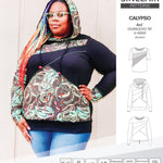 Pdf sewing pattern Hoodie top and t-shirt colorblocked and cowl for women