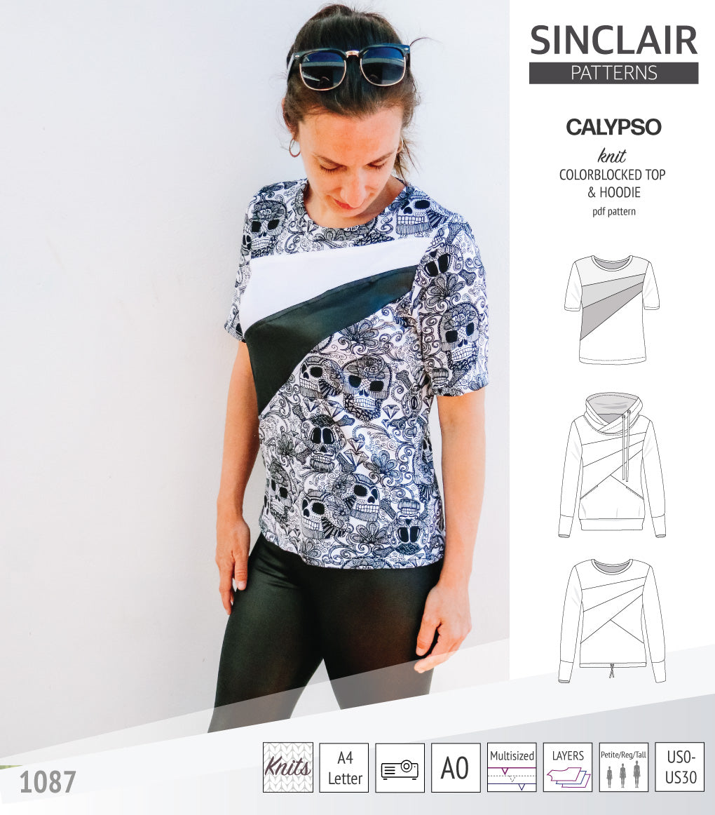 Calypso colorblocked top and hoodie for women (PDF) – Sinclair Patterns
