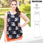 Sinclair Patterns Rio racerback tank top and jersey dress pdf sewing patterns for women