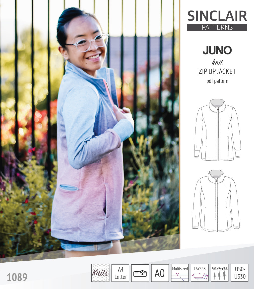 Juno Knit Zip-Up Fleece Style Jacket Pdf Sewing Pattern – Sinclair