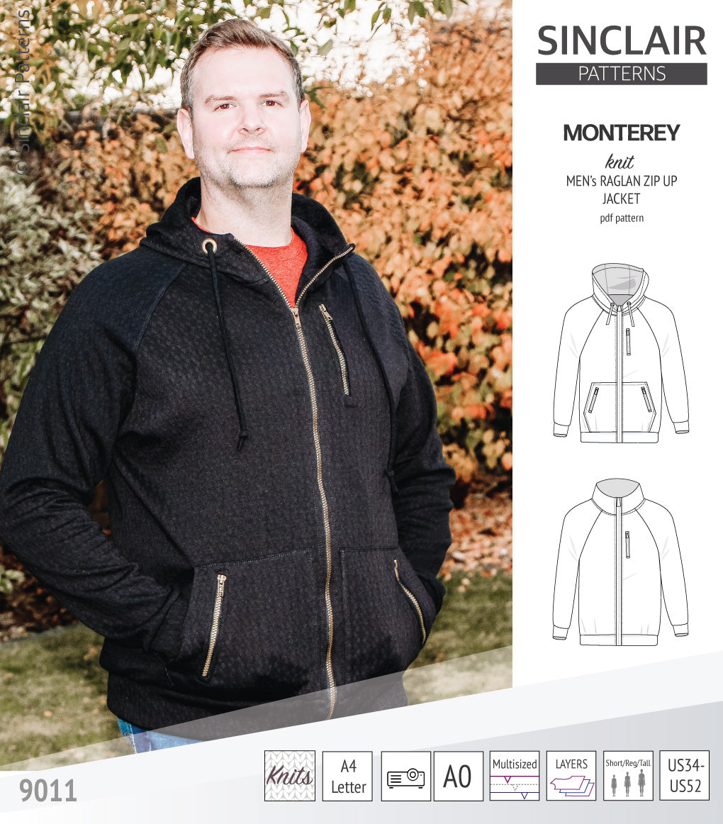 Monterey zippered knit raglan jacket for men (PDF) – Sinclair Patterns