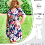 PDF Sewing pattern Sinclair Patterns S1046 Claudia godet style knit dress or tunic with flutter sleeves