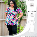 PDF Sewing pattern Sinclair Patterns S1046 Claudia godet style knit dress or tunic with flutter sleeves