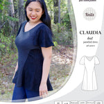PDF Sewing pattern Sinclair Patterns S1046 Claudia godet style knit dress or tunic with flutter sleeves