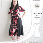 PDF Sewing pattern Sinclair Patterns S1046 Claudia godet style knit dress or tunic with flutter sleeves