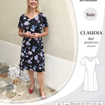 PDF Sewing pattern Sinclair Patterns S1046 Claudia godet style knit dress or tunic with flutter sleeves