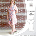 PDF Sewing pattern Sinclair Patterns S1046 Claudia godet style knit dress or tunic with flutter sleeves