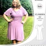 PDF Sewing pattern Sinclair Patterns S1046 Claudia godet style knit dress or tunic with flutter sleeves