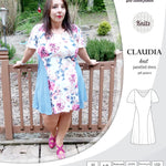 PDF Sewing pattern Sinclair Patterns S1046 Claudia godet style knit dress or tunic with flutter sleeves