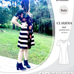 PDF Sewing pattern Sinclair Patterns S1046 Claudia godet style knit dress or tunic with flutter sleeves