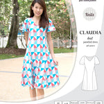 PDF Sewing pattern Sinclair Patterns S1046 Claudia godet style knit dress or tunic with flutter sleeves