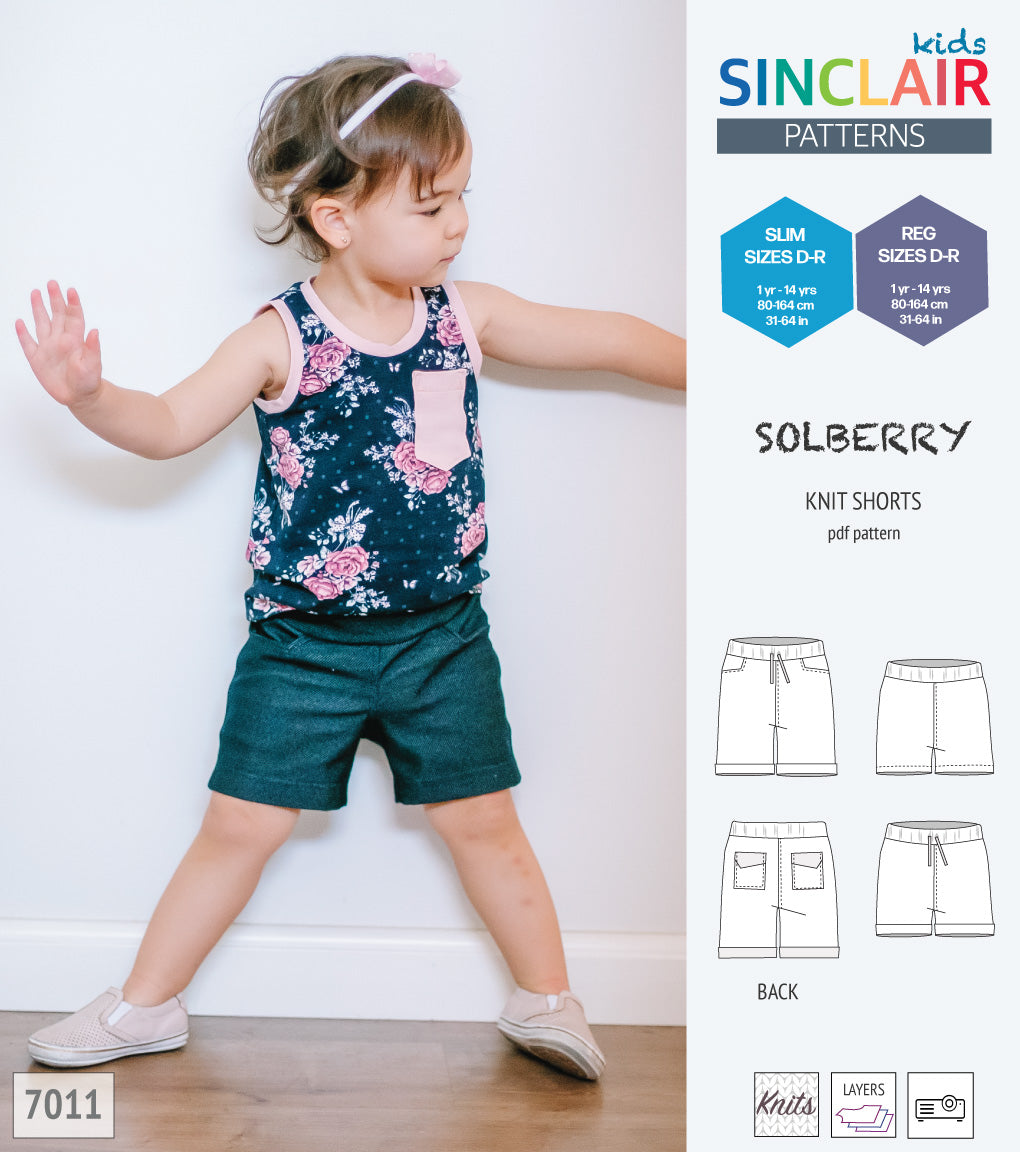 Solberry knit jersey shorts for children girls and boys pdf sewing ...