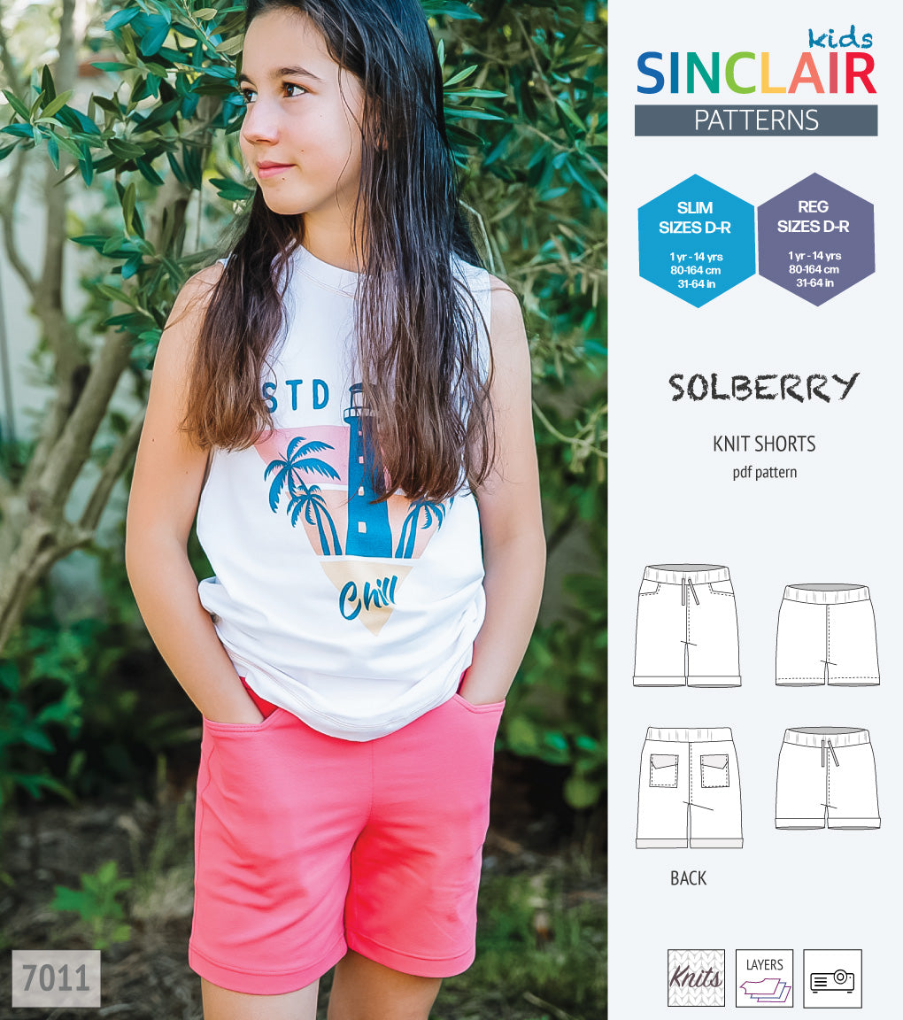 Solberry knit jersey shorts for children girls and boys pdf sewing ...