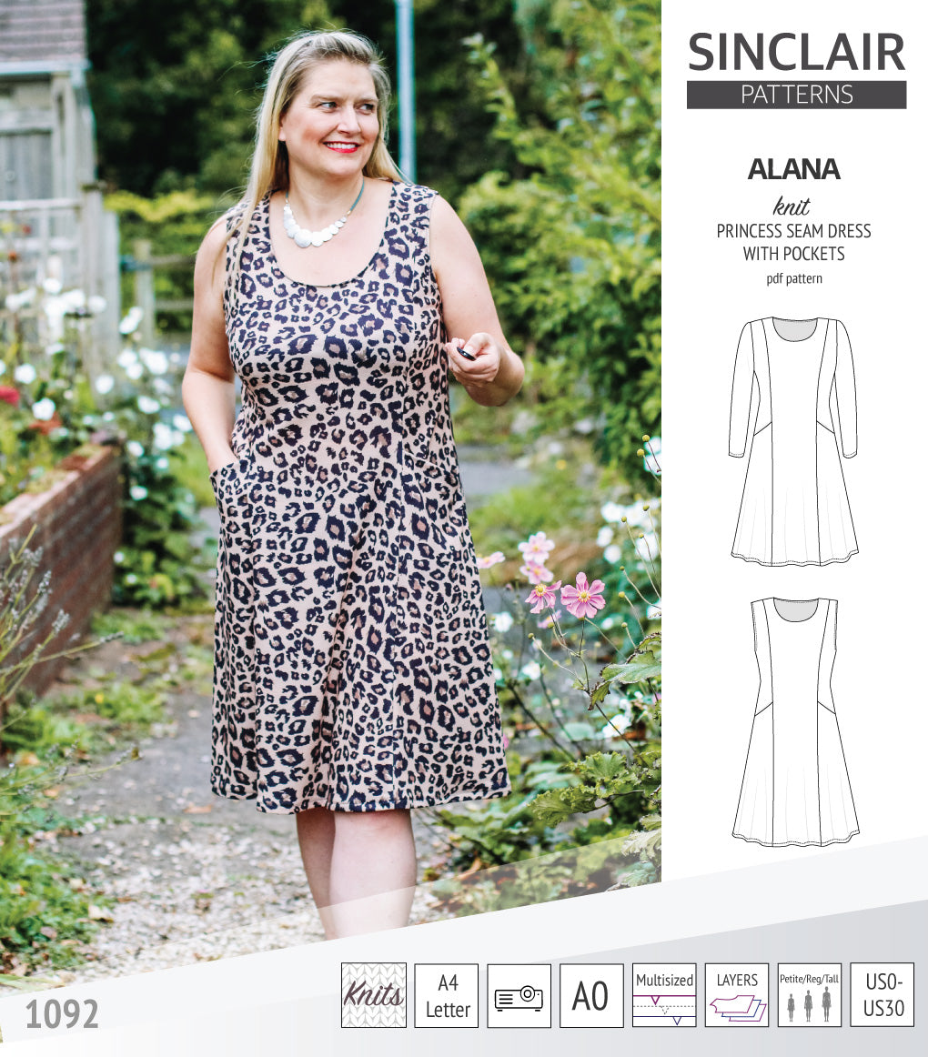 Alana Pattern Alana princess seam knit dress with pockets pdf sewing pattern (PDF ...