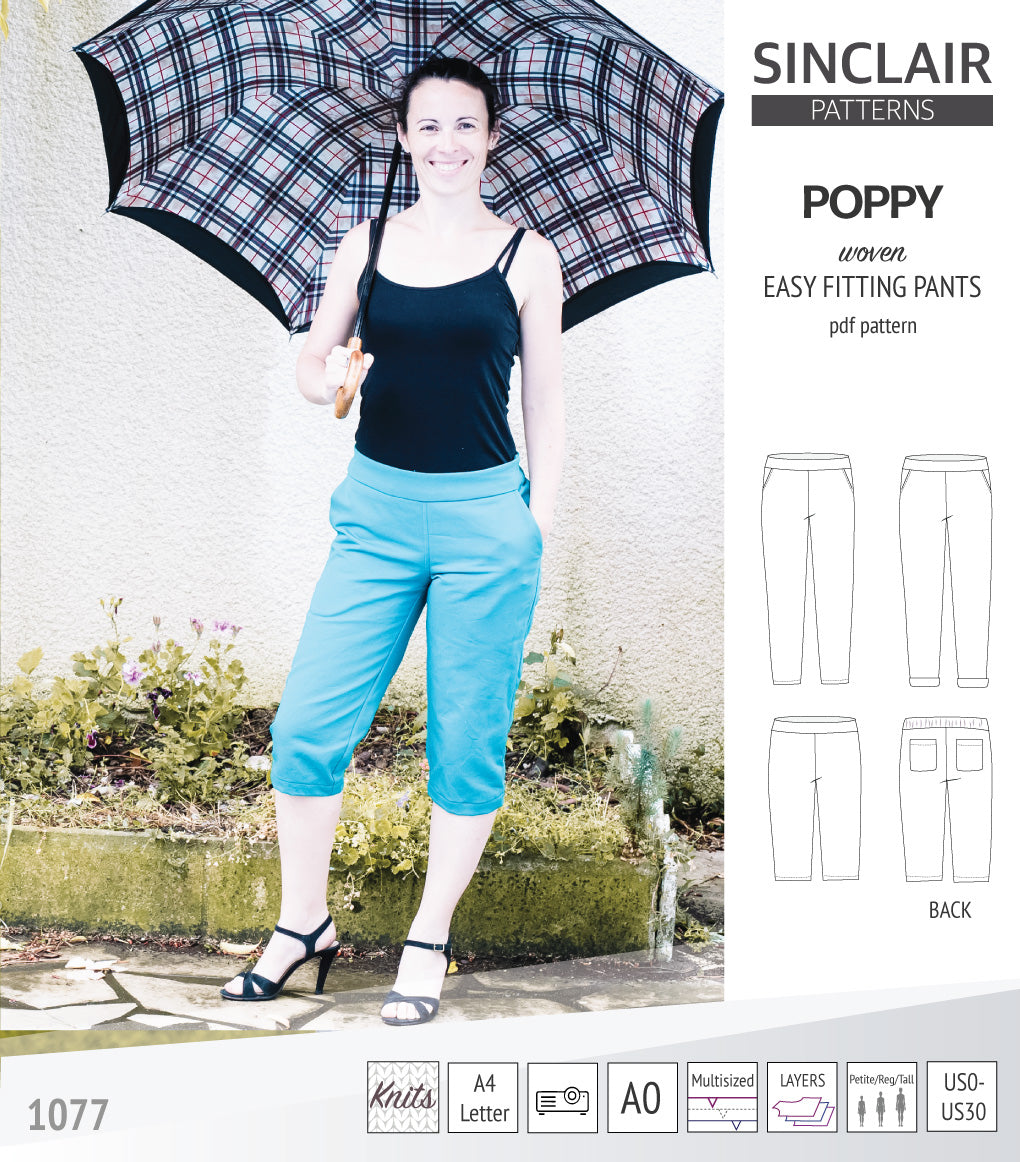 Poppy easy fitting pants with pockets for woven fabrics (PDF sewing ...