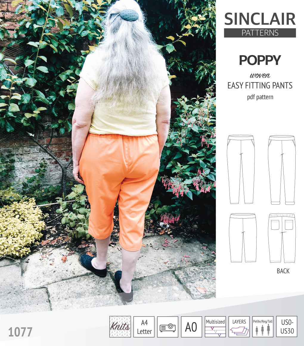 Poppy easy fitting pants with pockets for woven fabrics (PDF sewing ...
