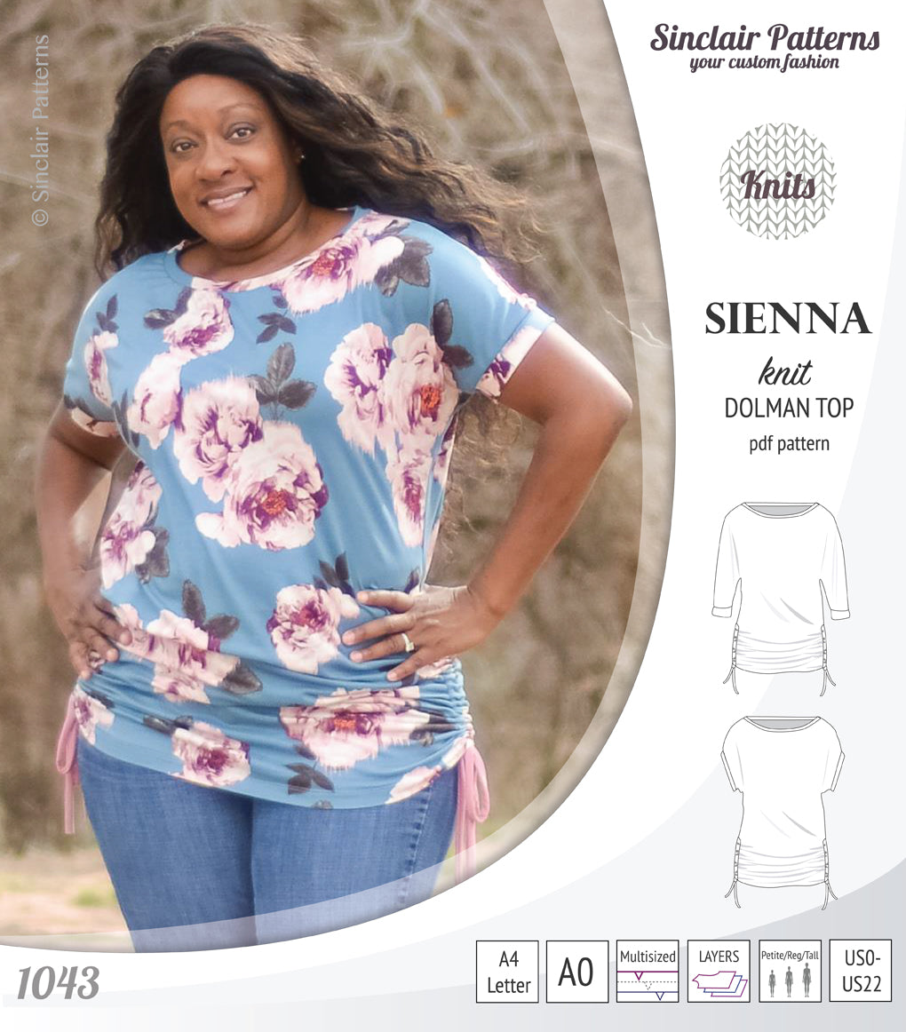 PDF Sewing pattern Sinclair Patterns S1043 Sienna drawstring dolman top