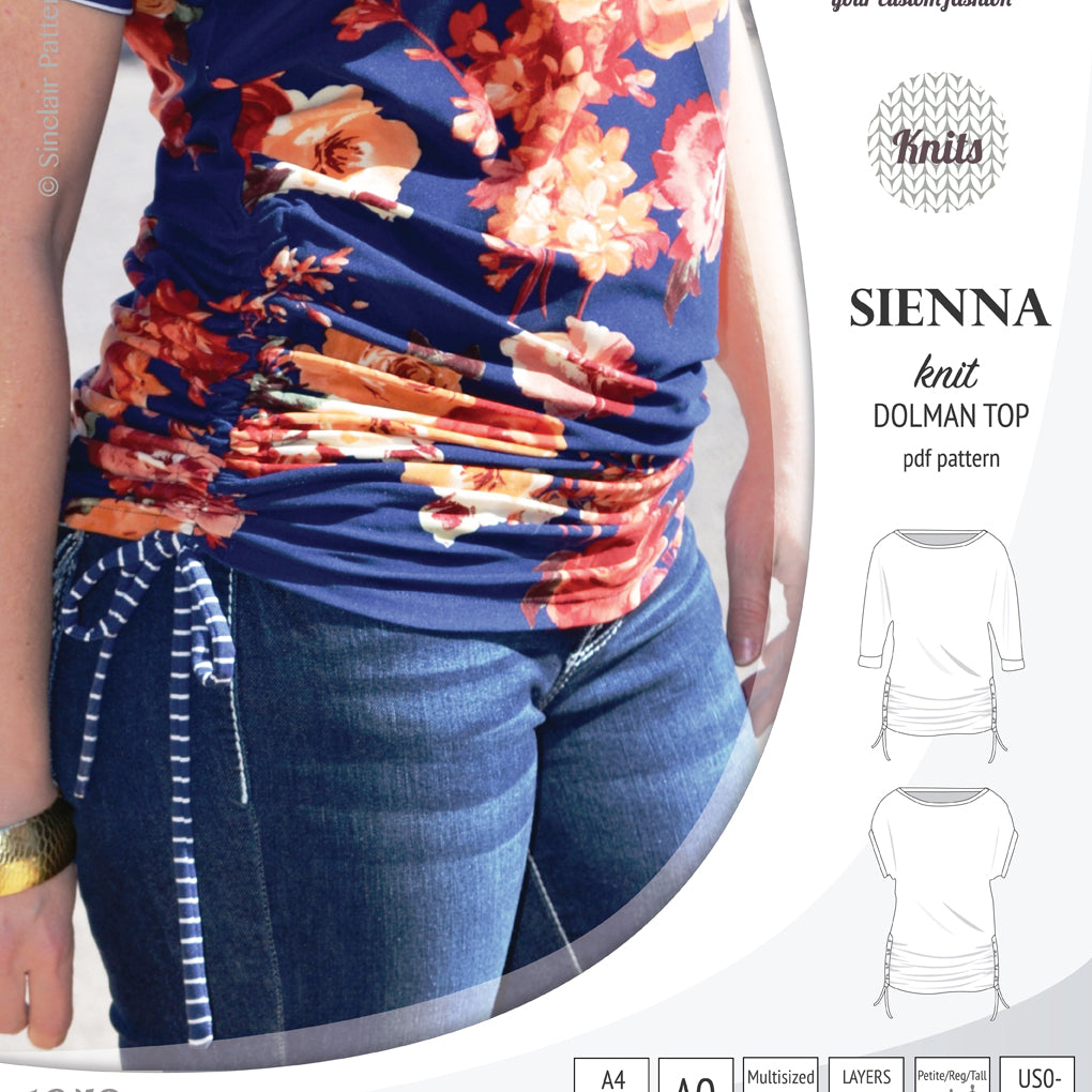 PDF Sewing pattern Sinclair Patterns S1043 Sienna drawstring dolman top