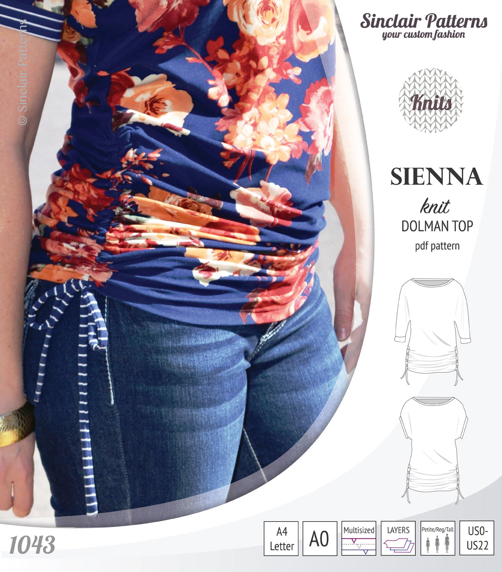 PDF Sewing pattern Sinclair Patterns S1043 Sienna drawstring dolman top