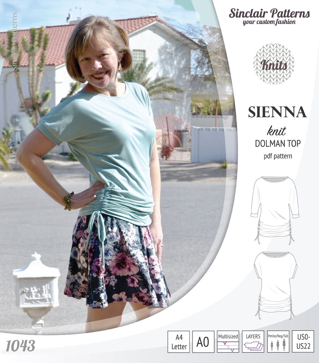 PDF Sewing pattern Sinclair Patterns S1043 Sienna drawstring dolman top