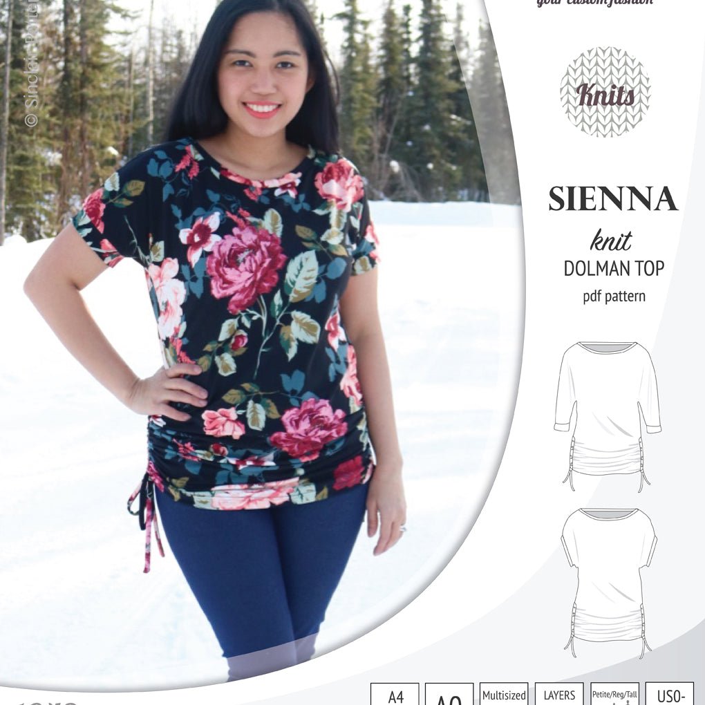 PDF Sewing pattern Sinclair Patterns S1043 Sienna drawstring dolman top