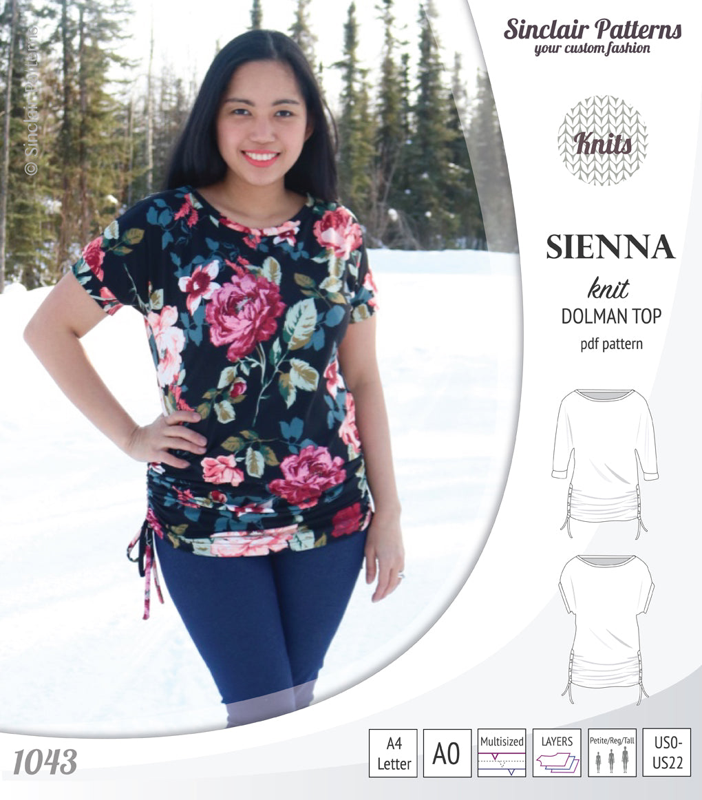 PDF Sewing pattern Sinclair Patterns S1043 Sienna drawstring dolman top